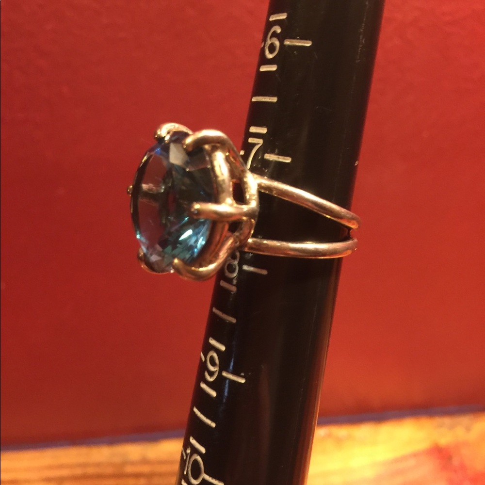 Vintage Blue Fancy Cut Sterling Silver Ring